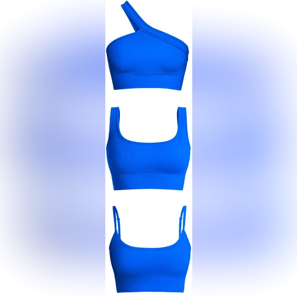 3 piece Ribbed sleeveless crop top set size large